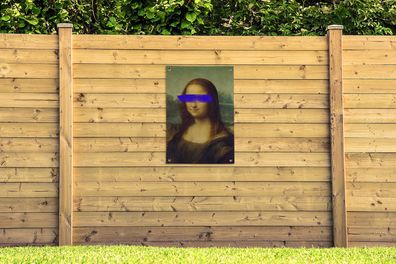 Gartenposter - 60x90 cm - Mona Lisa - Leonardo da Vinci - Blau - Alte Meister