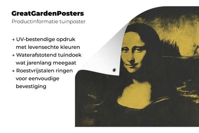 Gartenposter - 80x120 cm - Mona Lisa - Leonardo da Vinci - Gelb - Schwarz