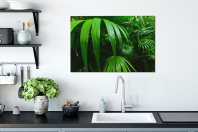 Leinwandbilder - 90x60 cm - Palmenblätter im Dschungel (Gr. 90x60 cm)