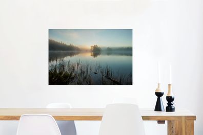 Glasbilder - 90x60 cm - Sonnenaufgang am See (Gr. 90x60 cm)