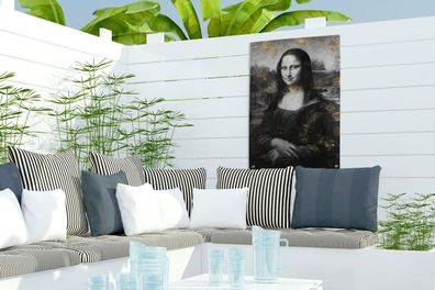 Gartenposter - 40x60 cm - Mona Lisa - Leonardo da Vinci - Schwarz - Weiß