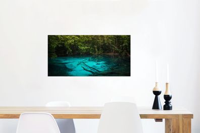 Glasbilder - 120x60 cm - Leuchtend blauer See im Dschungel (Gr. 120x60 cm)