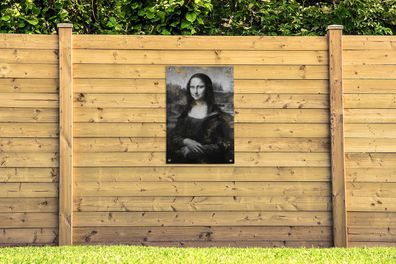 Gartenposter - 60x90 cm - Mona Lisa - Leonardo da Vinci - Schwarz - Weiß