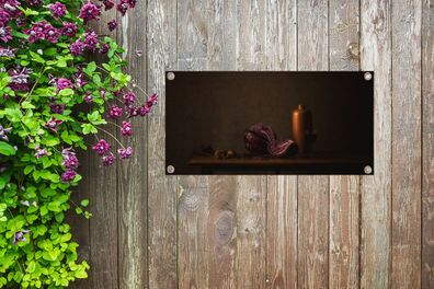 Gartenposter - 80x40 cm - Stilleben - Rotkohl - Tisch - Malerei - Vase - Dunkelheit -
