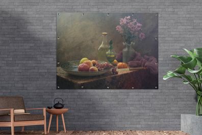 Gartenposter - 160x120 cm - Stillleben - Künstlerisch - Malerei - Blumen - Lila - Obs