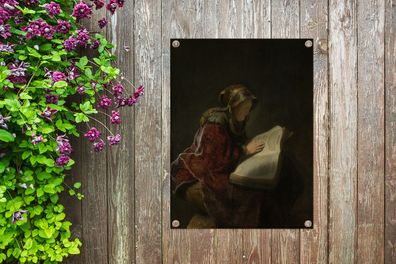 Gartenposter - 60x80 cm - Alte Frau lesend, wahrscheinlich die Prophetin Hanna - Remb