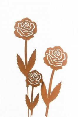 Rose Gartenstecker 3 Größen Rost Optik braun lackiert Beetstecker Blume Rosen