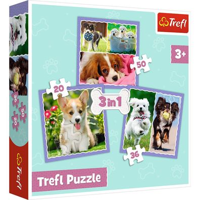 Trefl 34854 Hunde 3in1 Puzzle