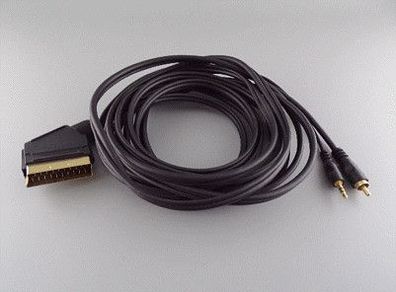 Gold AV-Kabel 6m Audio Video Kabel Scart Stecker > Cinch + Klinke Stecker 3,5mm