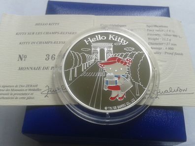 1,5 euro 2005 PP Frankreich Hello Kitty auf den champs elysees 22,2g Silber
