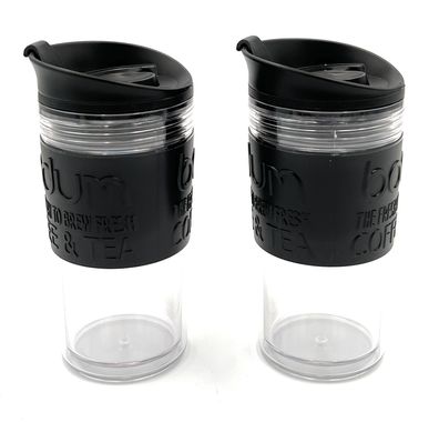 2 Bodum Travel mug Doppelwandiger Trinkbecher je 350 ml Reisebecher Trinkflasche