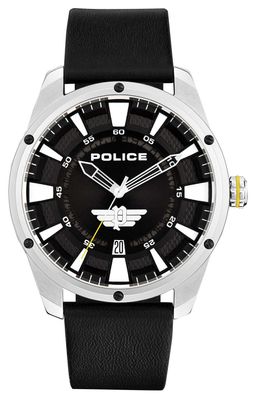 Police Herrenuhr Armbanduhr PL15413JS.02 Lederband schwarz