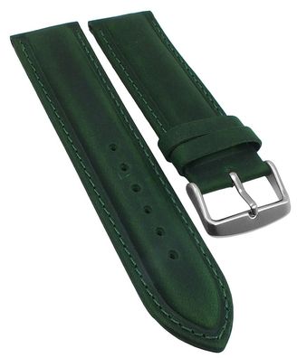 Minott > Uhrenarmband Leder grün Vintage Look gepolstert