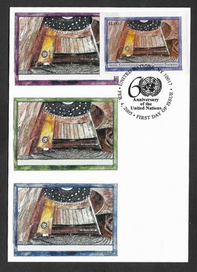 FDC UNO New York 2 Belege 60 Jahre Vereinte Nationen 4.2.2005