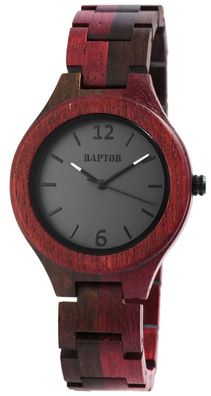 Raptor Holz Uhr Armbanduhr RA10191-001 rotbraun schwarz