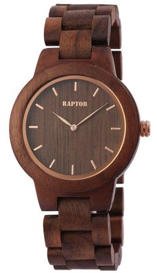 Raptor Holz Uhr Armbanduhr RA10208-002 braun rosegolden