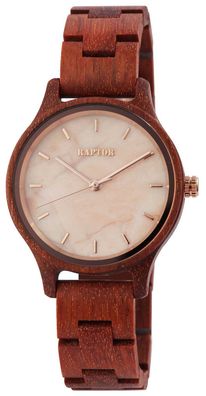 Raptor Holz Uhr Armbanduhr RA10209-002 braun rosegolden Holzuhr