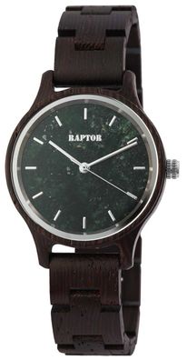 Raptor Holz Uhr Armbanduhr RA10209-004 dunkelbraun silber Holzuhr