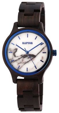 Raptor Holz Uhr Armbanduhr RA10209-005 dunkelbraun blau Holzuhr