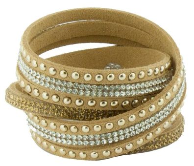 Wickel-Schmuckarmband Modeschmuck-Armband beige 17 cm