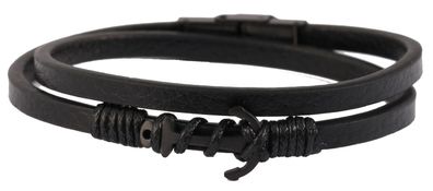 Akzent Lederband schwarz Armband 18,5 cm Echt Leder verstellbar