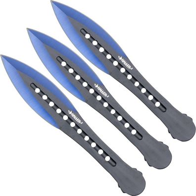 Kunai 3er Set Wurfmesser mit blauen Klingenspitzen