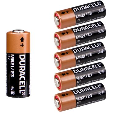 5x Batterie Duracell MN21, A23, LR23A, LRV08, GP23A - 12V 33mAh, 10,3 x 28,5 mm