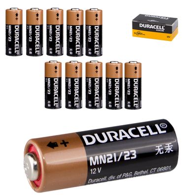 10x Batterie Duracell MN21, A23, LR23A, LRV08, GP23A - 12V 33mAh, 10,3 x 28,5 mm