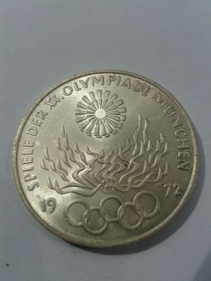 10 Mark 1972 BRD Olympische Spiele München Olympisches Feuer 625er Silber vz-st