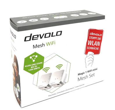 Devolo Magic 1 WiFi mini Mesh Set WLAN Powerline Verstärker 1200Mbits Rechw 400m