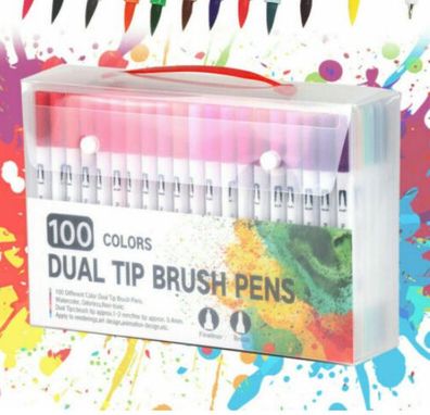 100 Farben Pinselstifte Kalligraphie Aquarell Doppelspitze Metallic Marker Ni