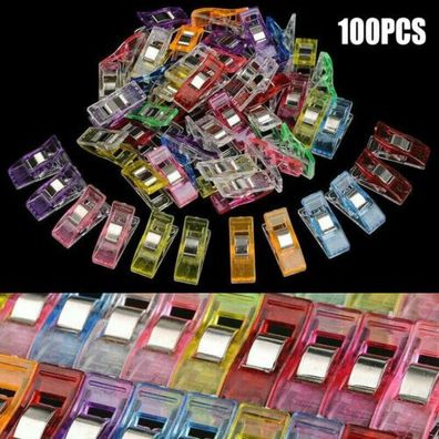 100Pcs Bunt Wonder Clips Nähklammern Stoffklammern Nähzubehör Nähen Nähclips O