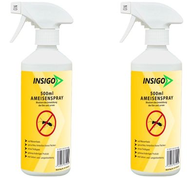 INSIGO 2x500ml Ameisenspray Ameisenmittel Ameisengift gegen Ameisen Bekämpfung