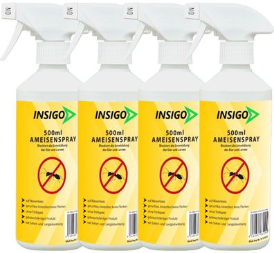 INSIGO 4x500ml Ameisenspray Ameisenmittel Ameisengift gegen Ameisen Bekämpfung
