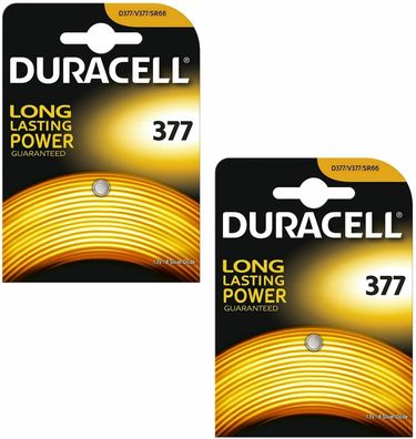 2x Duracell 377 Uhrenbatterien, Silberoxid, 1,5 V, SR626SW AG4 626 D377,