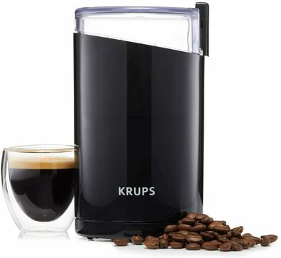 KRUPS F20342 2in1 Kaffeemühle + Gewürzmühle Mahlgrad variabel Hochglanz Schwarz
