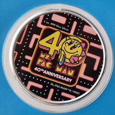 Niue 1 Oz Silber Pac Man 2021 Farbe Color im Slap nur 2.000 Stück!