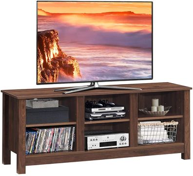 TV-Schrank mit Regale, Fernsehschrank Holz TV-Ständer für 60 Zoll Fernseher Sideboard