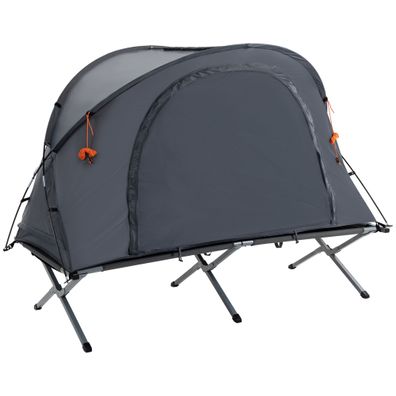Outsunny® Campingbett mit Zelt für 1 Person Kuppelzelt Grau 200 x 86 x 147 cm