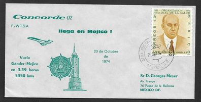 Flugpost Mexico Concorde am 20. Oktober 1974