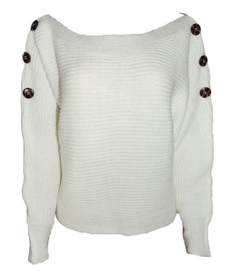 Damen Pullover Cropped Oversize Weiß Gr. 34 36 38 40 44 46