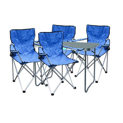 5-tlg. blaues Campingmöbel Set, Tisch mit Tragegriff und Stühle mit Tasche
