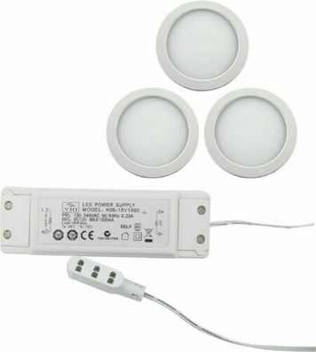 RITOS Einbauleuchte LED 3x5W 3000K 726lm Weiß IP20 Ø82mm. 2806030510