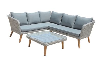 Garten Lounge Sofa Sitzgruppe Garten Couch Sessel Rattan Optik Gartenmöbel grau
