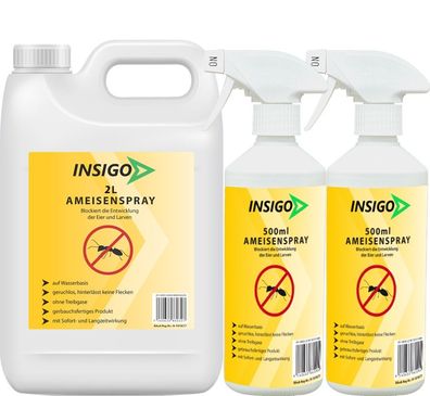 INSIGO 2L + 2x500ml Ameisenspray Ameisenmittel Ameisengift gegen Ameisen Bekämpfung