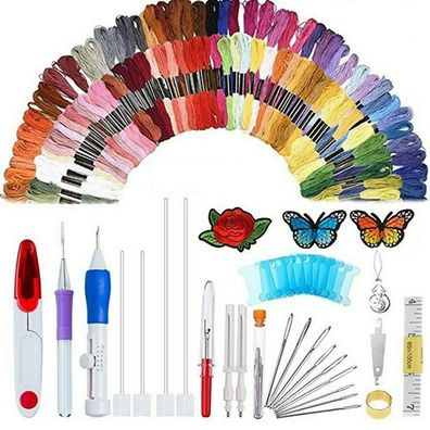 136 Pcs Magie Stickerei Stift Punch Nadel Set Stricken Handwerk Diy Nähen