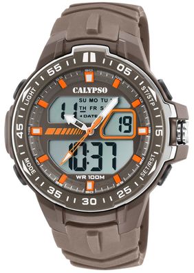Calypso Herrenuhr Quarzwerk Analog Armbanduhr braun Digital K5766