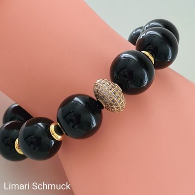 Limari Schmuck Onyx Armband 19 cm Edelsteinarmband flexibel