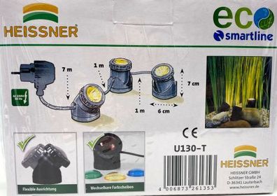 Heissner Aqua Light U130-T | LED Teichlicht, Gartenlicht | 3er-Set | smartline