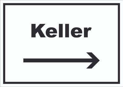 Keller Schild mit Text und Richtungspfeil rechts waagerecht